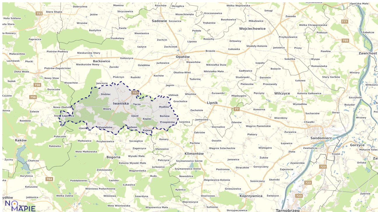 Mapa obszarów ochrony przyrody Iwanisk